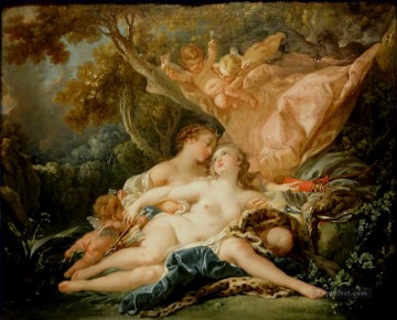 Desnudo Painting - Júpiter disfrazado de Diana Francois Boucher Desnudo clásico